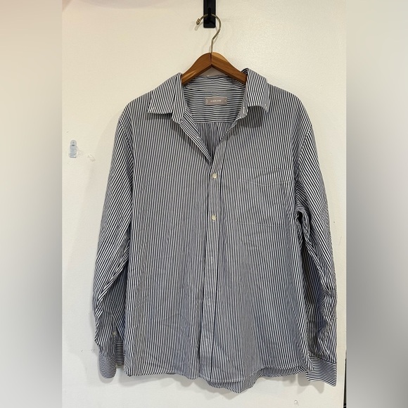Everlane Striped Long Sleeve Button Down Shirt Men’s X-Large Casual Cotton Navy - Picture 1 of 6